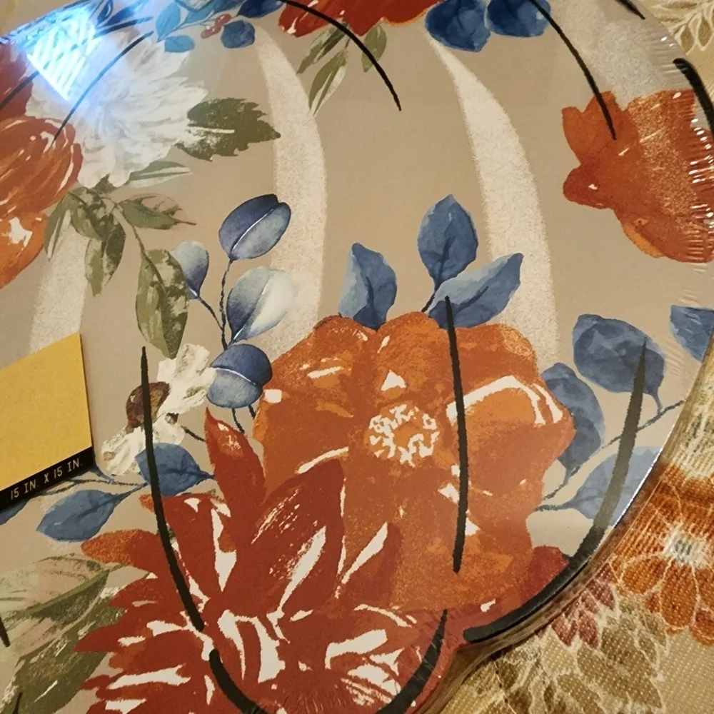 Pumpkin Fall Floral Shape cork Set of 4 Placemats Harvest  Autumn